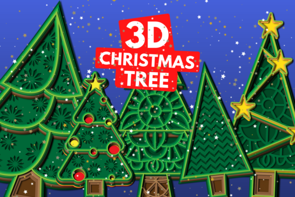 3D Christmas Trees SVG Bundle for Crafters