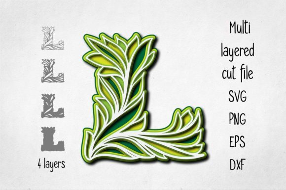 3D Layered Alphabet Letter L: 3D SVG for Shadow Boxes
