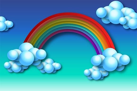 3D Rainbow and Clouds Paper Cutout: A Vibrant 3D SVG Shape for Playful Branding