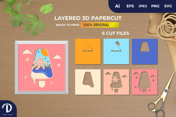 3D Shadowbox Ice Cream on the Beach: A 3D SVG Review