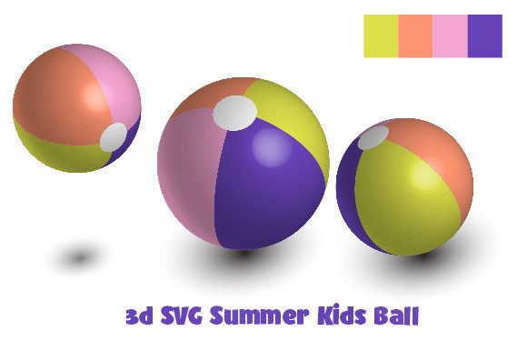 3D SVG Summer Kids Ball Graphics for Crafts