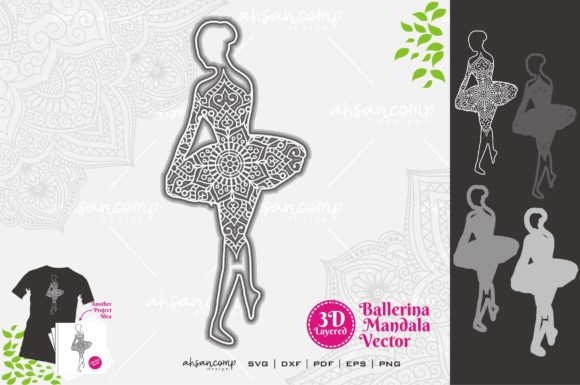 Ballerina Mandala 3D SVG for Elegant Branding in Shadow Box Design