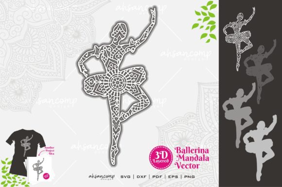 Ballerina Mandala SVG 3D Layered 7 for Shadow Box Designs and 3D SVG Projects
