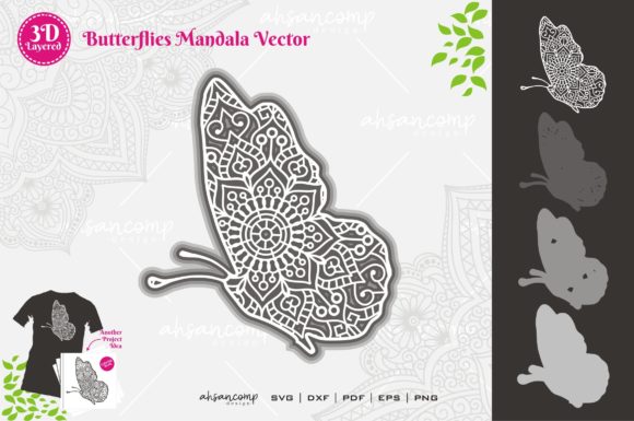Butterflies 1 Mandala SVG 3D Layered for Crafters & Etsy Sellers