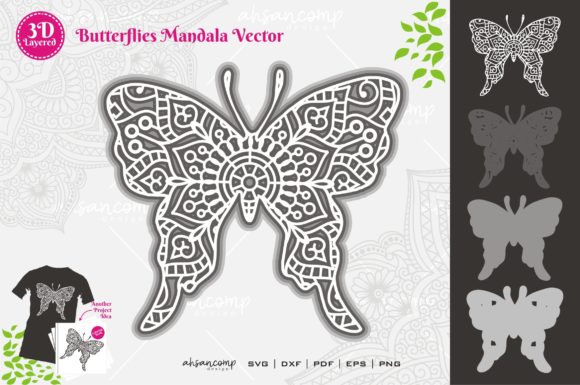 Butterflies 8 Mandala SVG 3D Layered – A Versatile Design for Crafters and Etsy Sellers