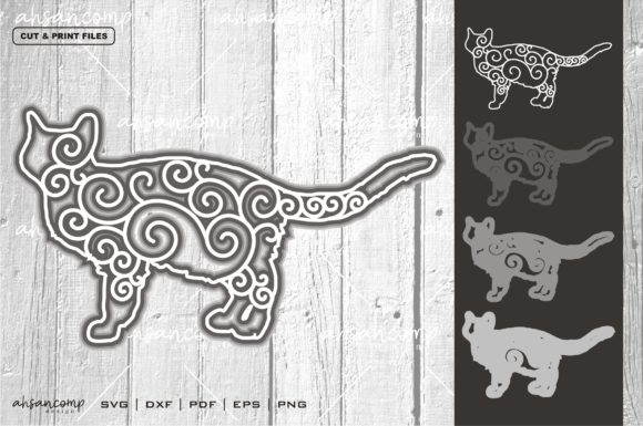 Cat 13 Vector SVG 3D Layered for Shadow Boxes