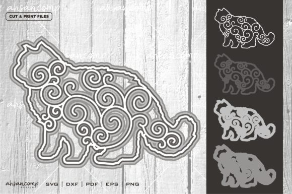 Cat Vector 5 3D Layered: 3D SVG for Shadow Boxes