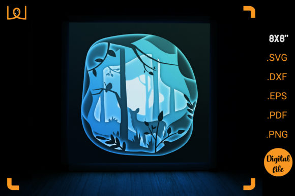 Deer in the Forest 3D Shadow Light Box: A Versatile 3D SVG for Nature-Inspired Editorial Design