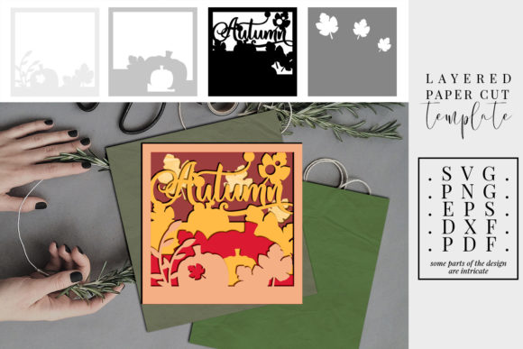 Fall Layered Paper Cut 3D SVG for Gift Boxes