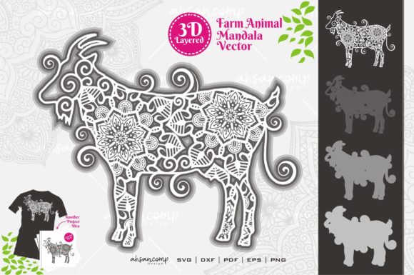 Farm Animal Mandala SVG 3D Layered 11: A Layered Design for Whimsical Branding and 3D SVG Creativity