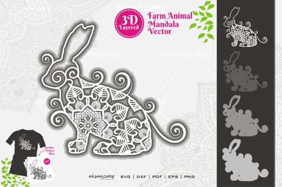 Farm Animal Mandala SVG 3D Layered 7 for Shadow Boxes & Web Design