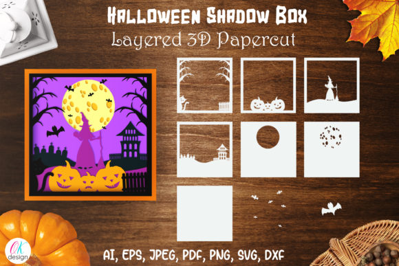 Halloween Shadow Box SVG: A 3D Layered Graphic Template for Seasonal Branding