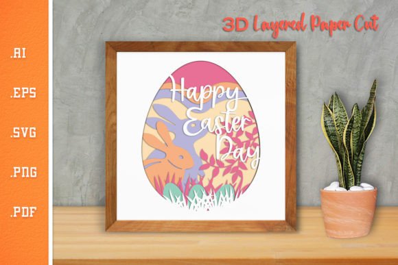 Happy Easter 3D Layered Paper Cut - SVG for Crafts & Graphics