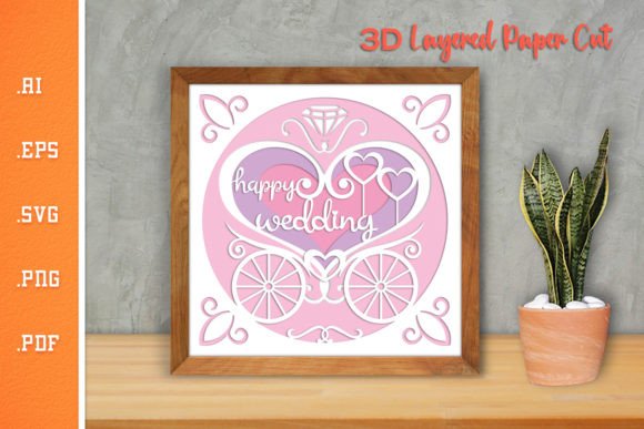 Happy Wedding 3D Layered Paper Cut – SVG for Crafts & Brand Graphics