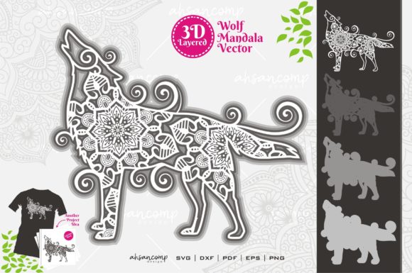 Wolf Mandala Vector 3D Layered 2 – A Bold 3D SVG for Unique Branding & Packaging
