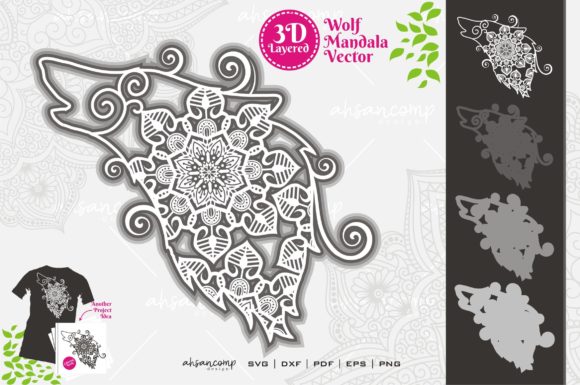 Wolf Mandala Vector 3D Layered 3: A Bold 3D SVG for Modern Branding and Visual Content